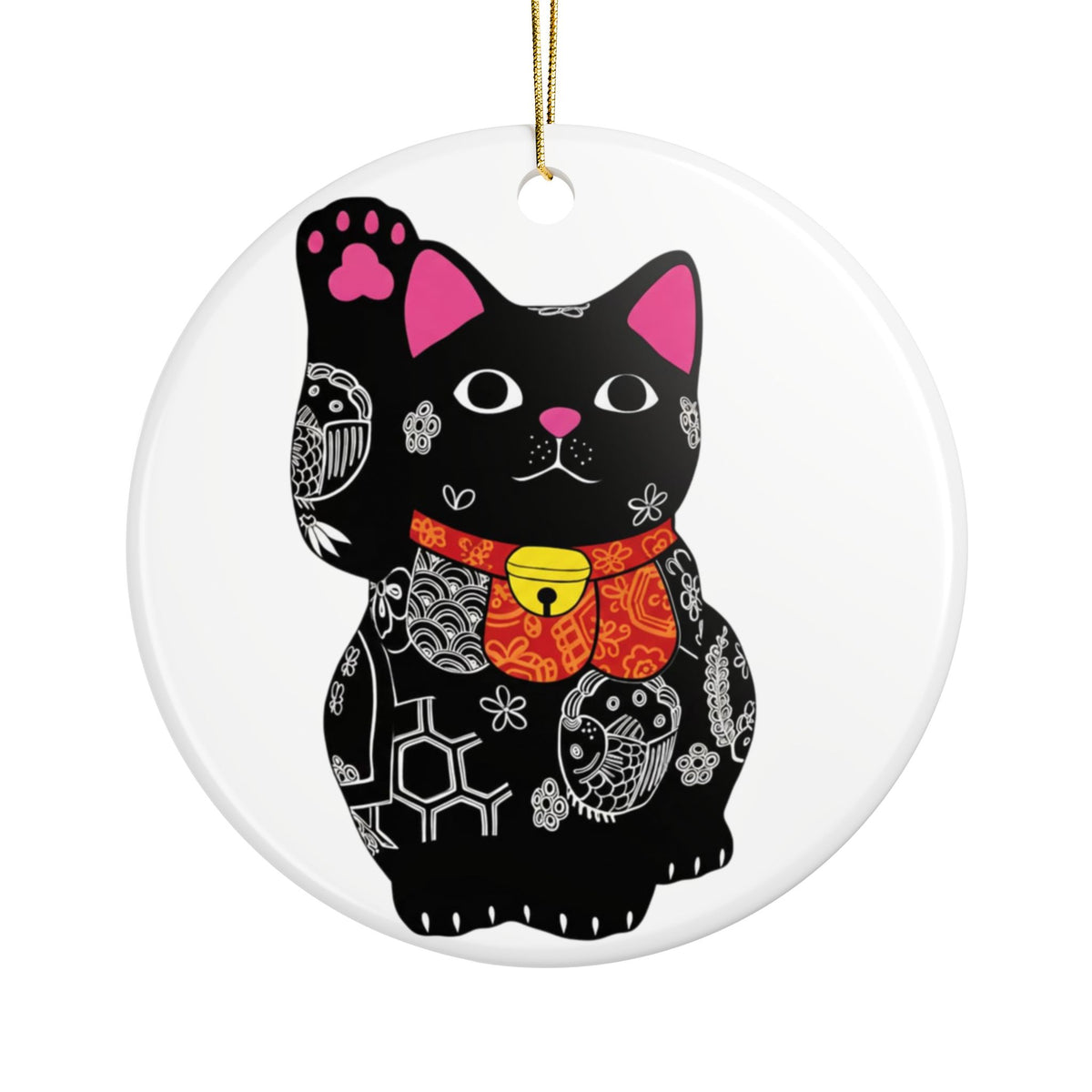 Lucky Cat Ceramic Christmas Ornaments (Double-Sided)