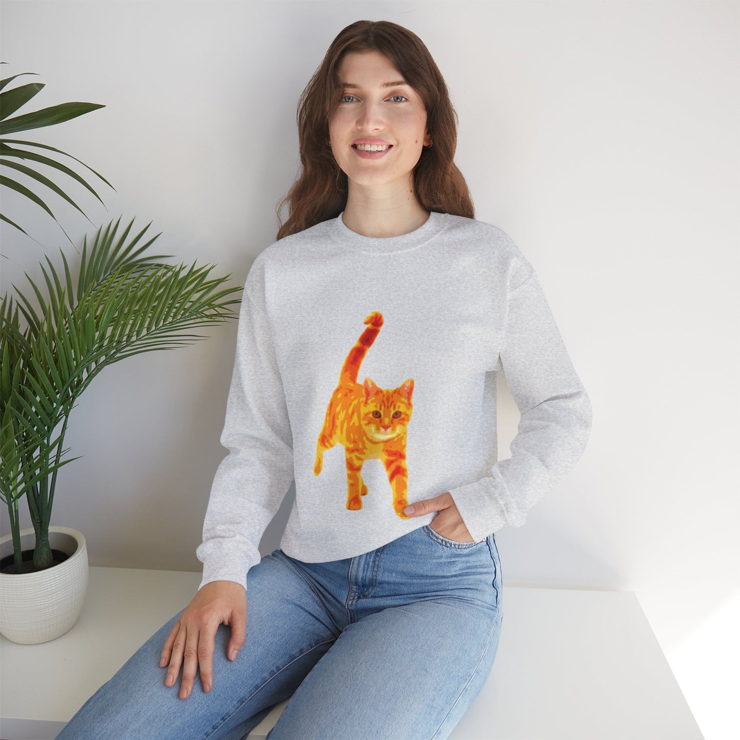 Cat Lover's Cozy Crewneck Sweatshirt - Perfect Gift for Pet Owners, Animal Lovers, Casual Wear, Birthdays, Cat-Themed Apparel