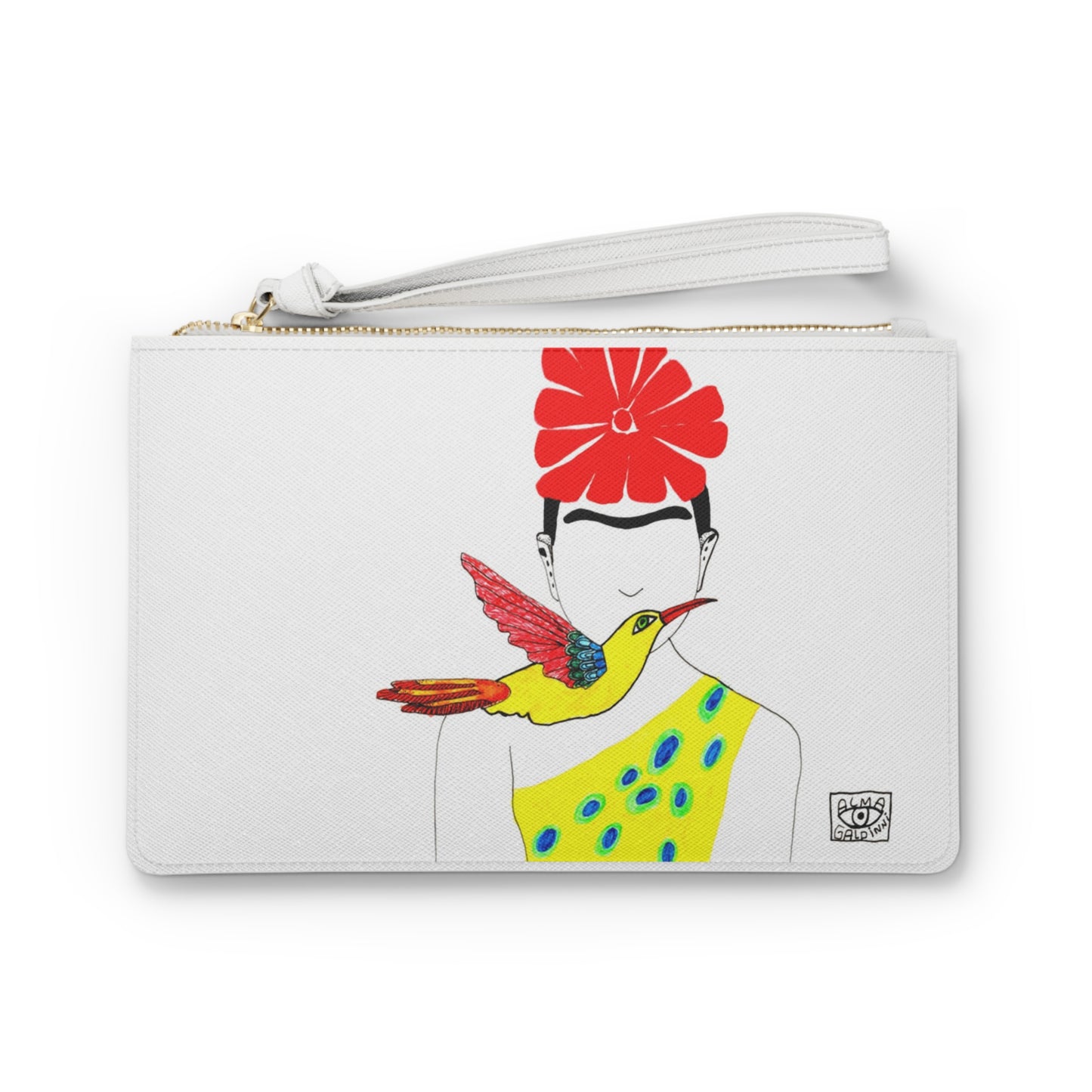 Vibrant Floral Clutch Bag - Boho Chic Accessory for Every Occasion, Ideal Gift for Her, Festival Ready, Bright Artwork with Hummingbird