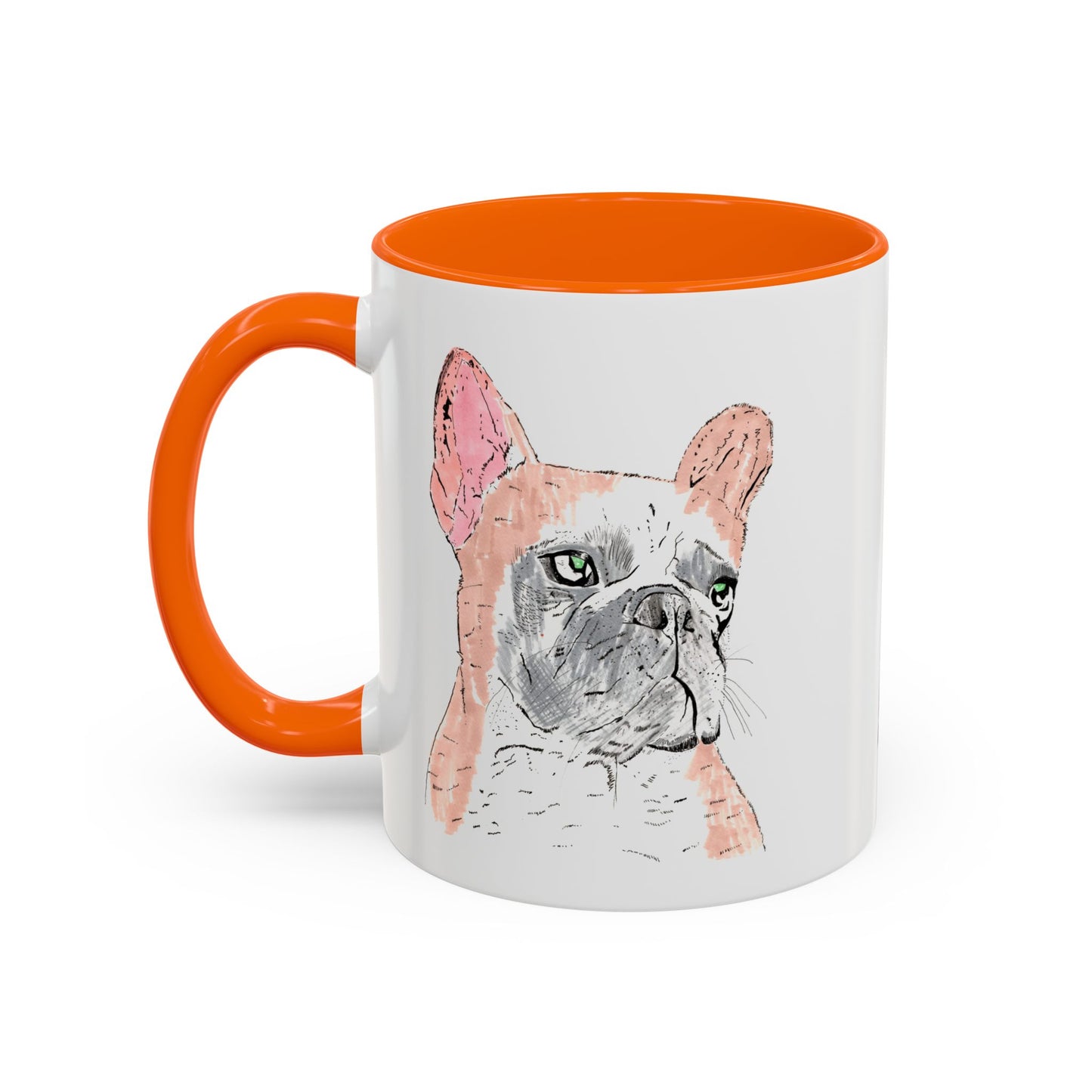 French Bulldog Accent Coffee Mug — Artistic Watercolor Dog Portrait (11/15oz)