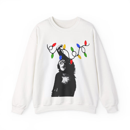 Playful Monkey Christmas Sweatshirt, Unisex Crewneck, Animal Lover Gift, Fun Cozy Apparel, Christmas Warmth, Unique Casual Wear