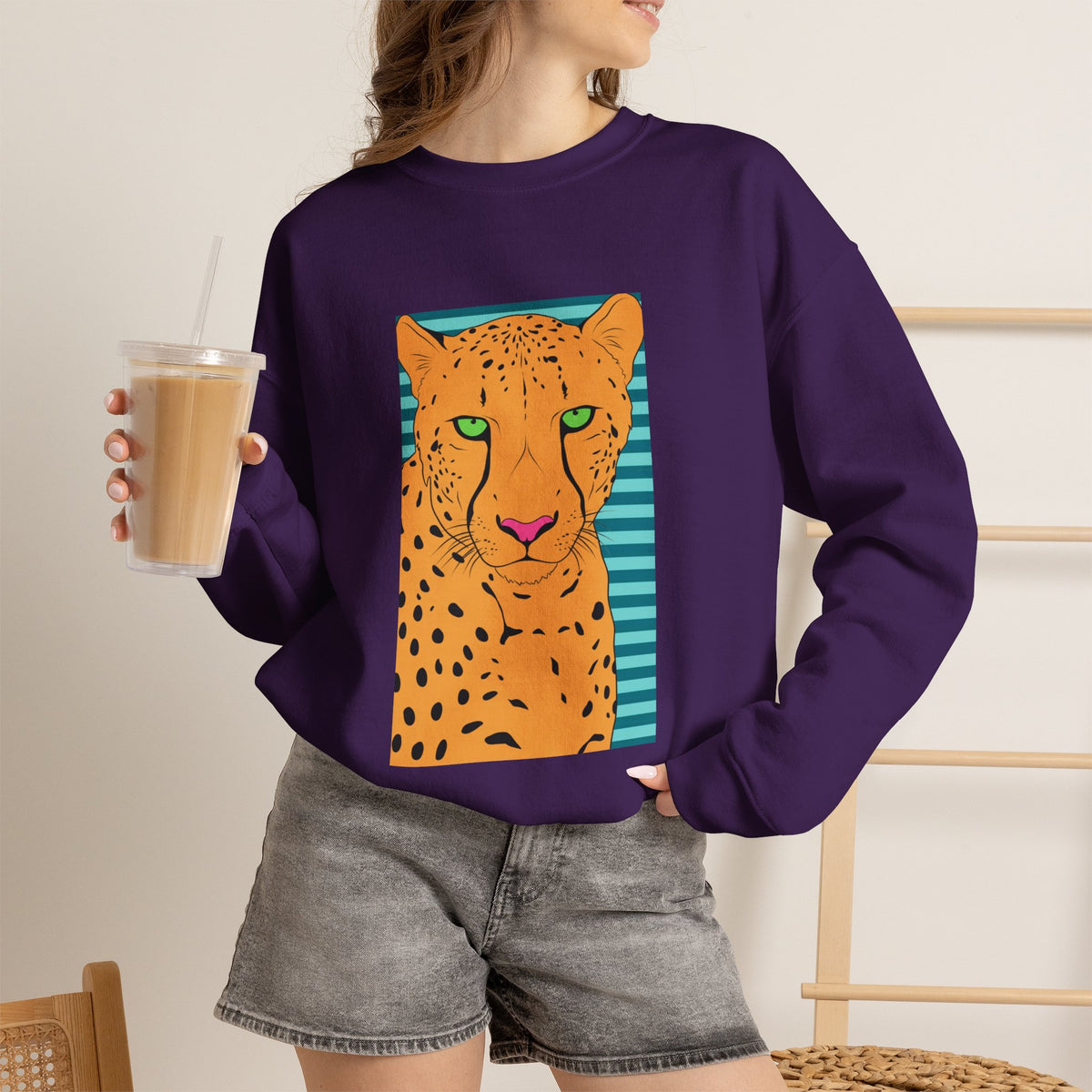 Bright leopard Unisex Heavy Blend™ Crewneck Sweatshirt