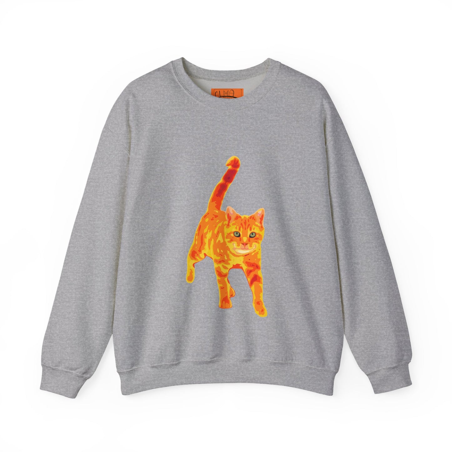 Cat Crewneck Sweatshirt — Orange Tabby Walking Graphic
