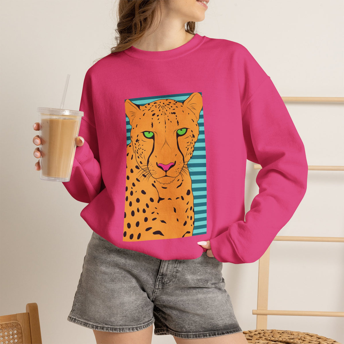 Bright leopard Unisex Heavy Blend™ Crewneck Sweatshirt