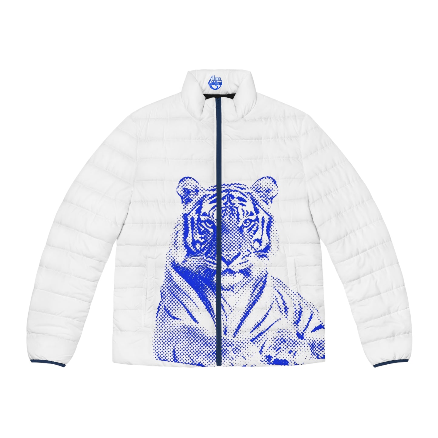 Blue Tiger Men's Puffer Jacket (AOP)