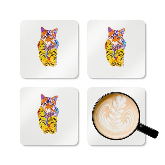 Tiger Cat Corkwood Coaster Set