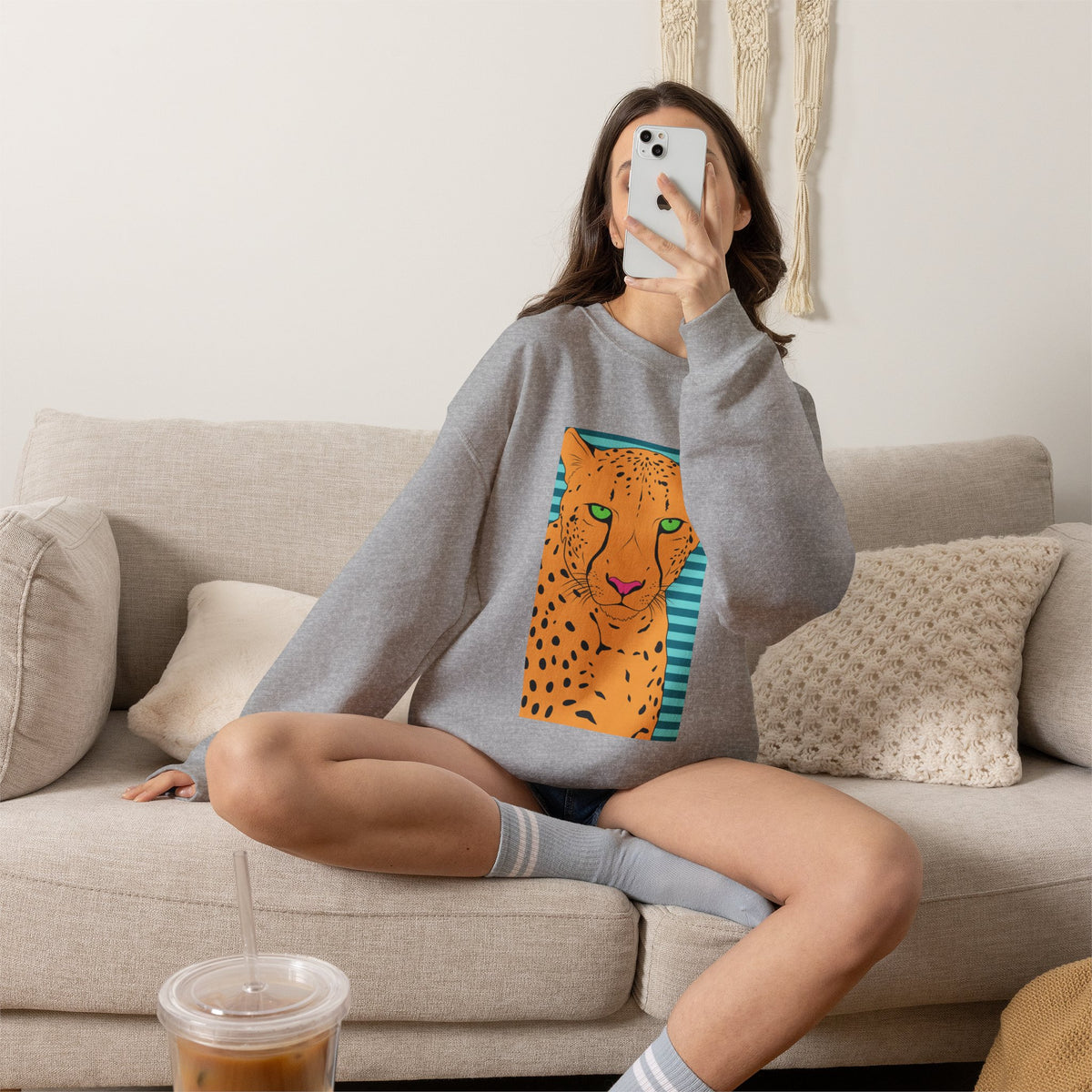 Bright leopard Unisex Heavy Blend™ Crewneck Sweatshirt