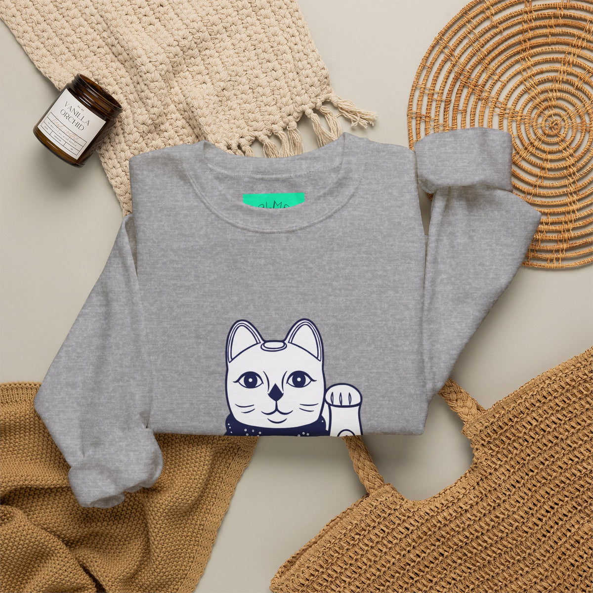 Good Luck Cat Unisex Heavy Blend™ Crewneck Sweatshirt