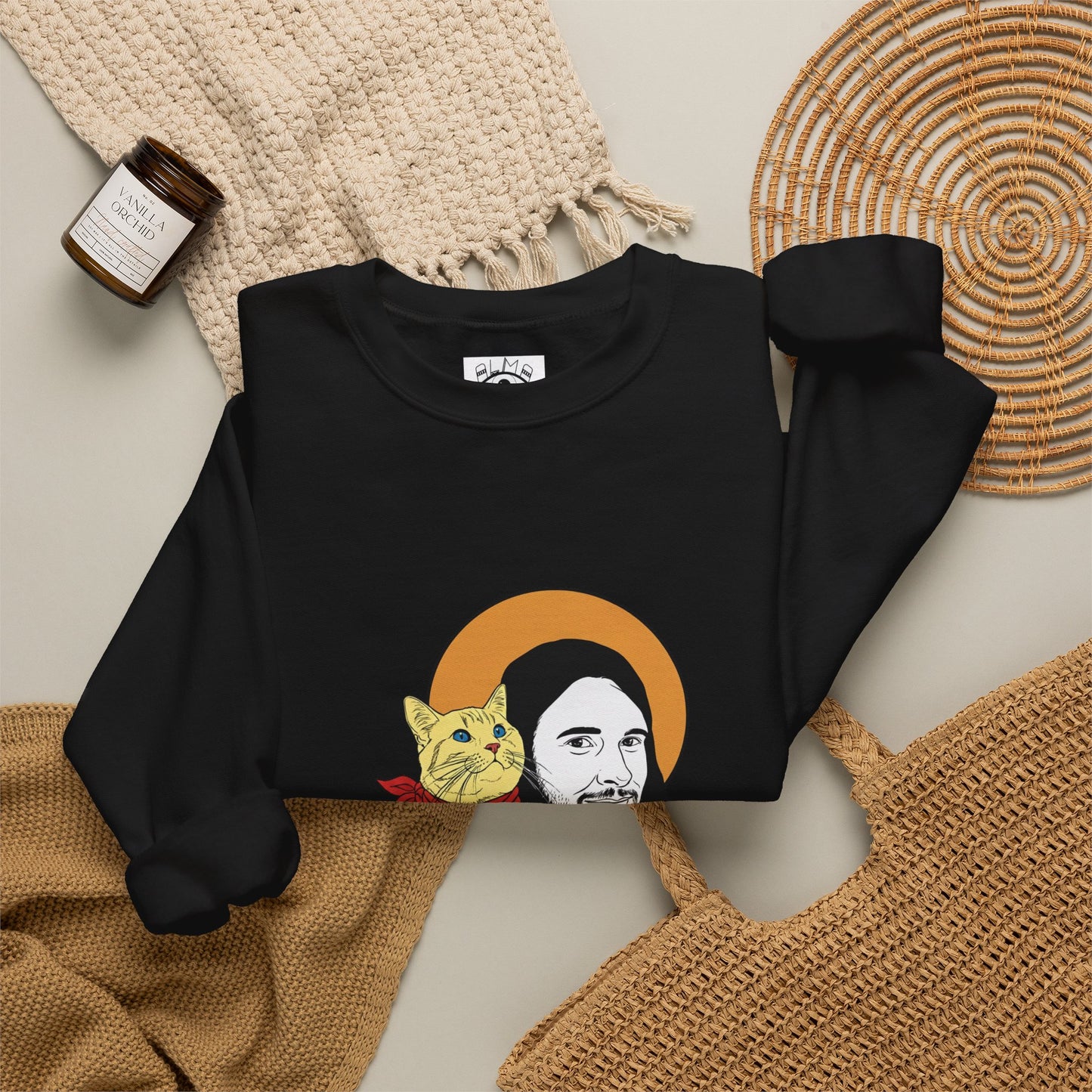 Jesus and cat Unisex Heavy Blend™ Crewneck Sweatshirt