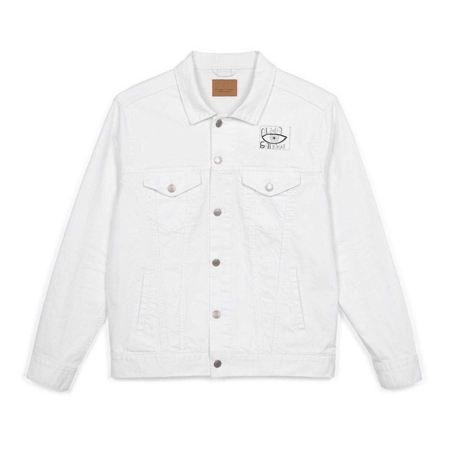 Fridinha kahlo White Embroidered Denim Jacket, Casual Outerwear, Floral Design, Gift for Her, Trendy Fashion Statement, Summer Style