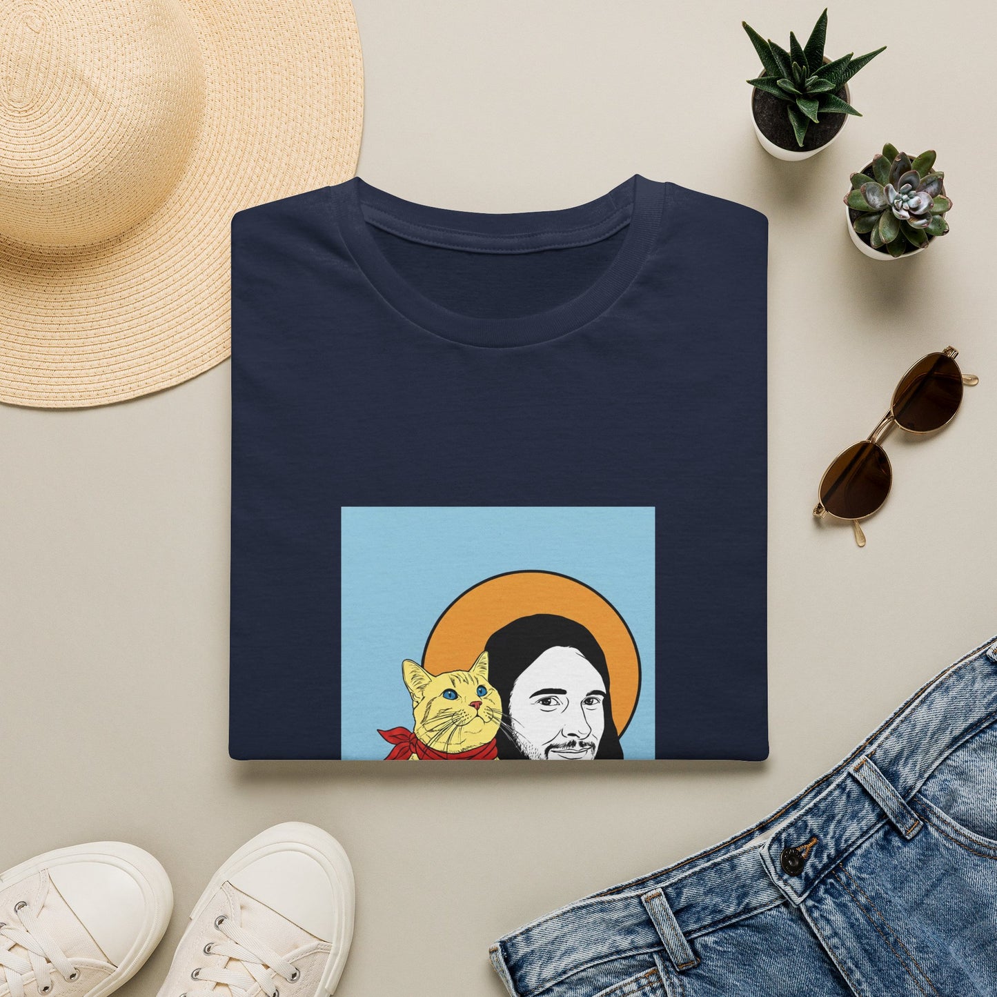 Jesus and his Cat Unisex Softstyle T-Shirt