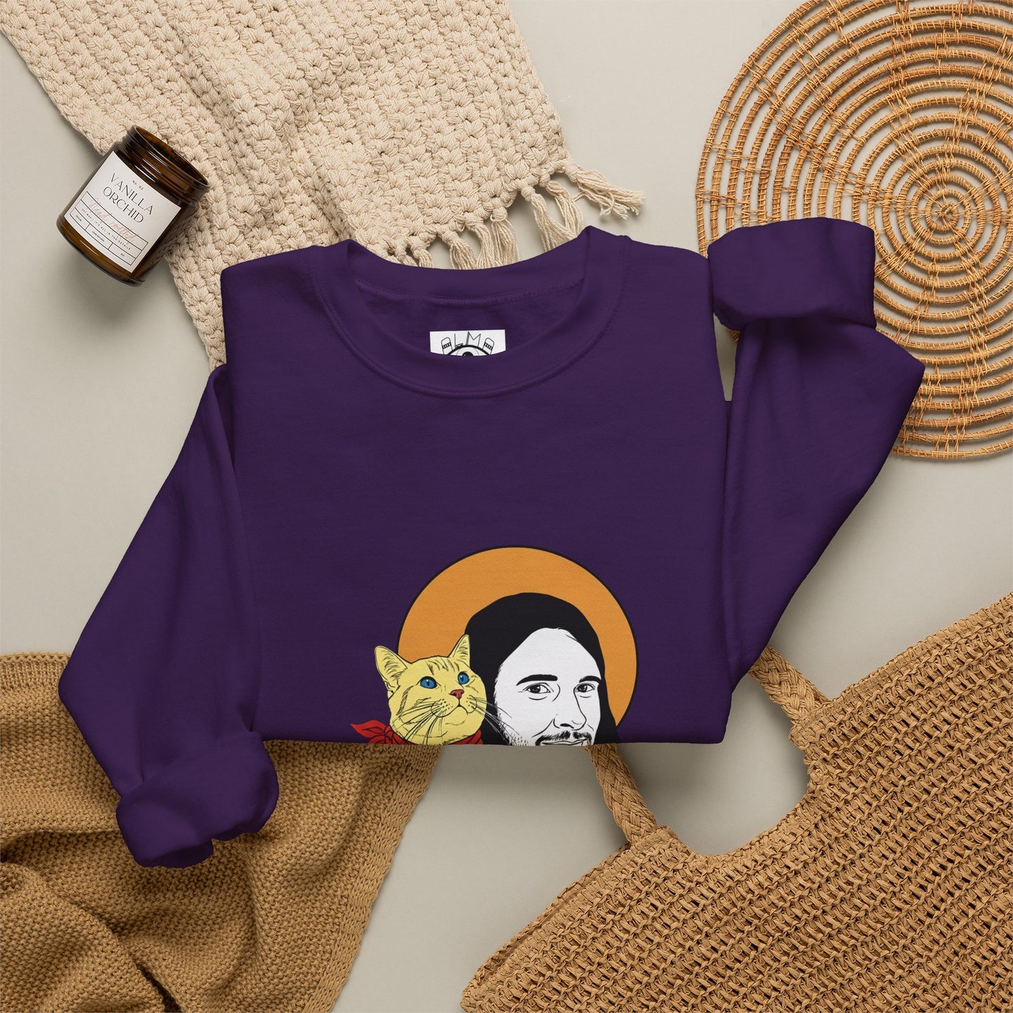 Jesus and cat Unisex Heavy Blend™ Crewneck Sweatshirt
