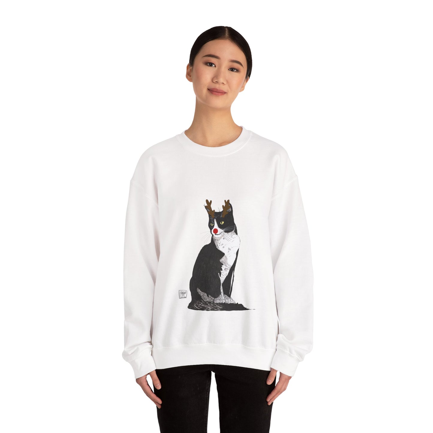 Black cat Reindeer Sweatshirt – Cute Holiday