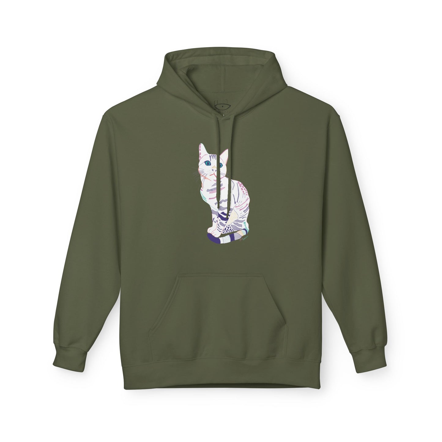 White Cat Hoodie – Pastel Striped Kitten Pullover