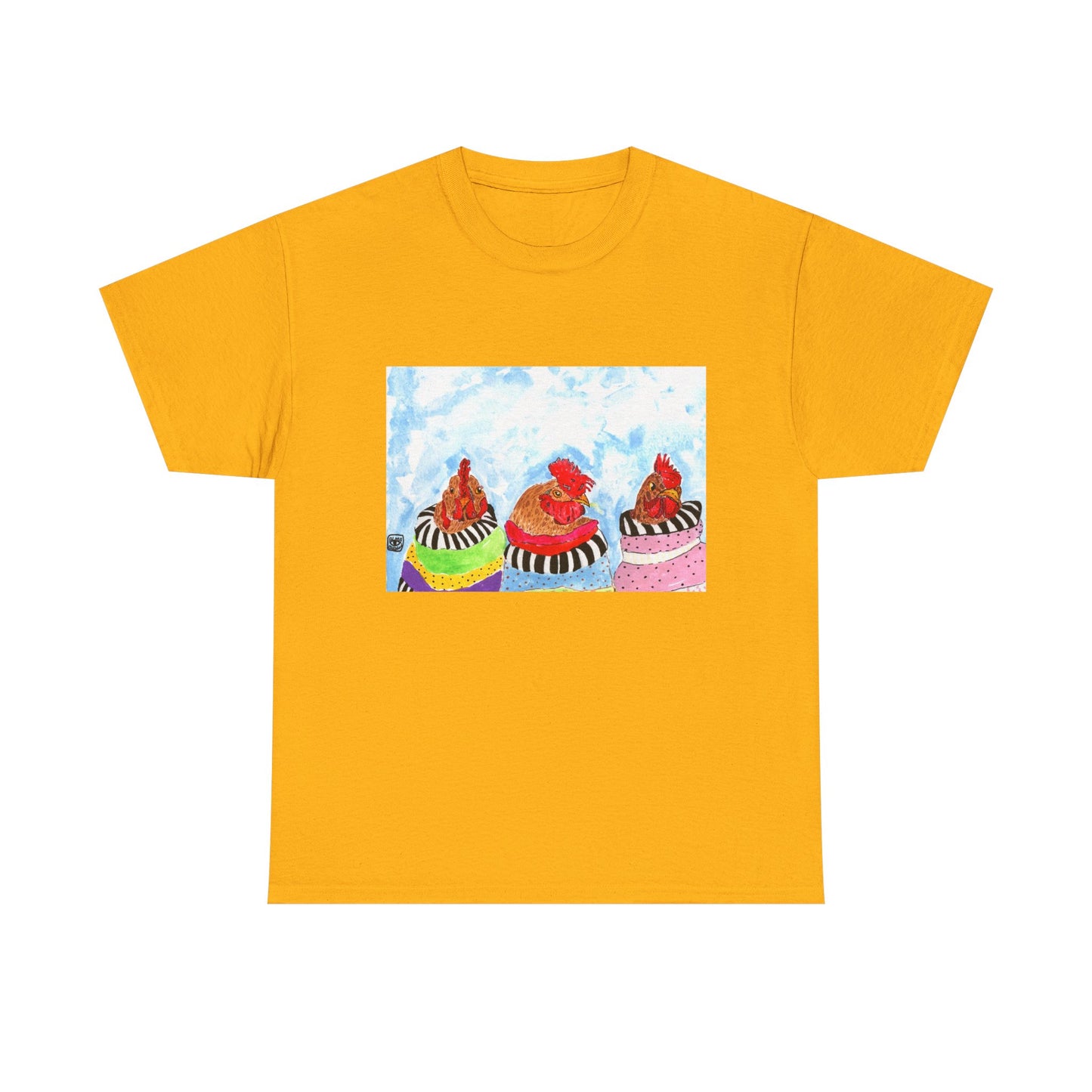 Happy Chickens Unisex Heavy Cotton Tee - Unique Graphic Design for Creative Souls