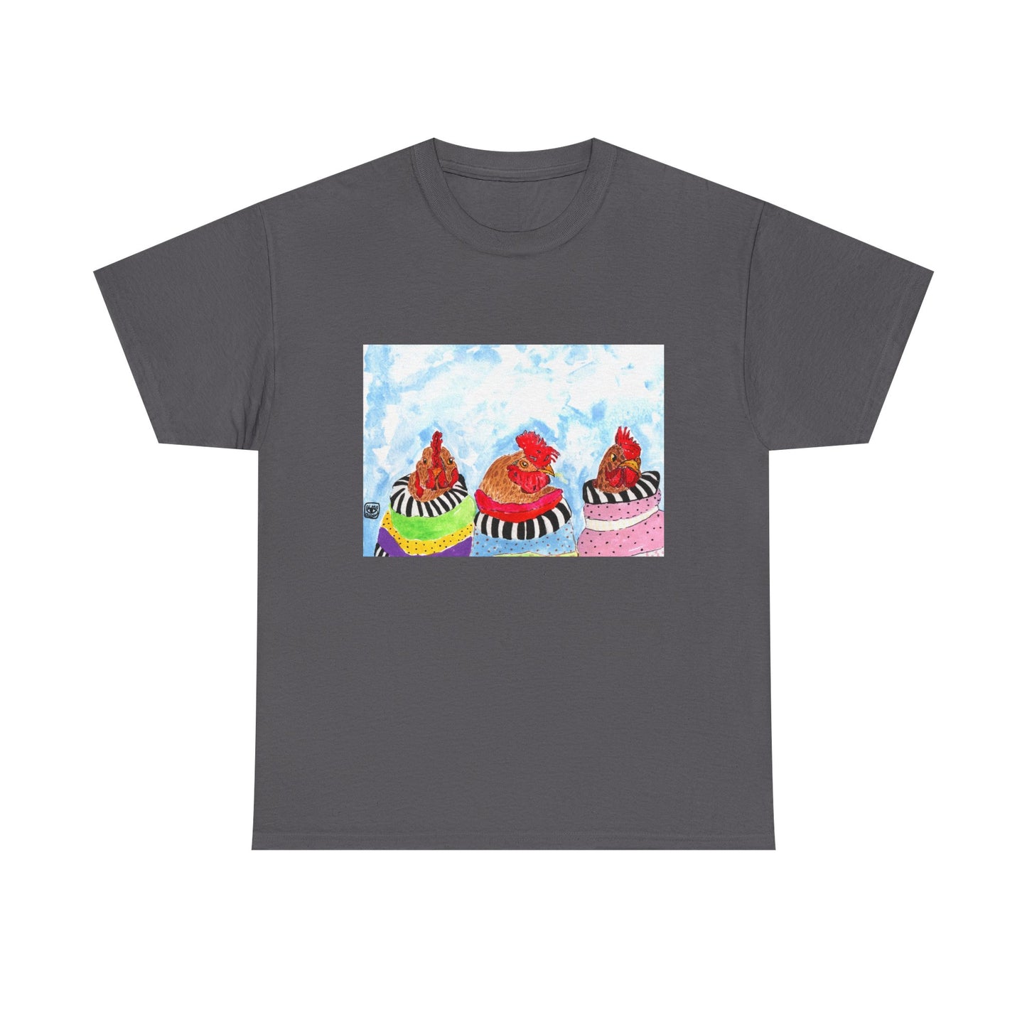 Happy Chickens Unisex Heavy Cotton Tee - Unique Graphic Design for Creative Souls