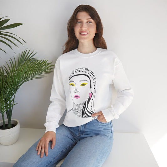 Artistic Unisex Crewneck Sweatshirt with Modern Design, Casual Wear, Gift for Art Lovers, Cozy Fashion, Unique Art Sweatshirt