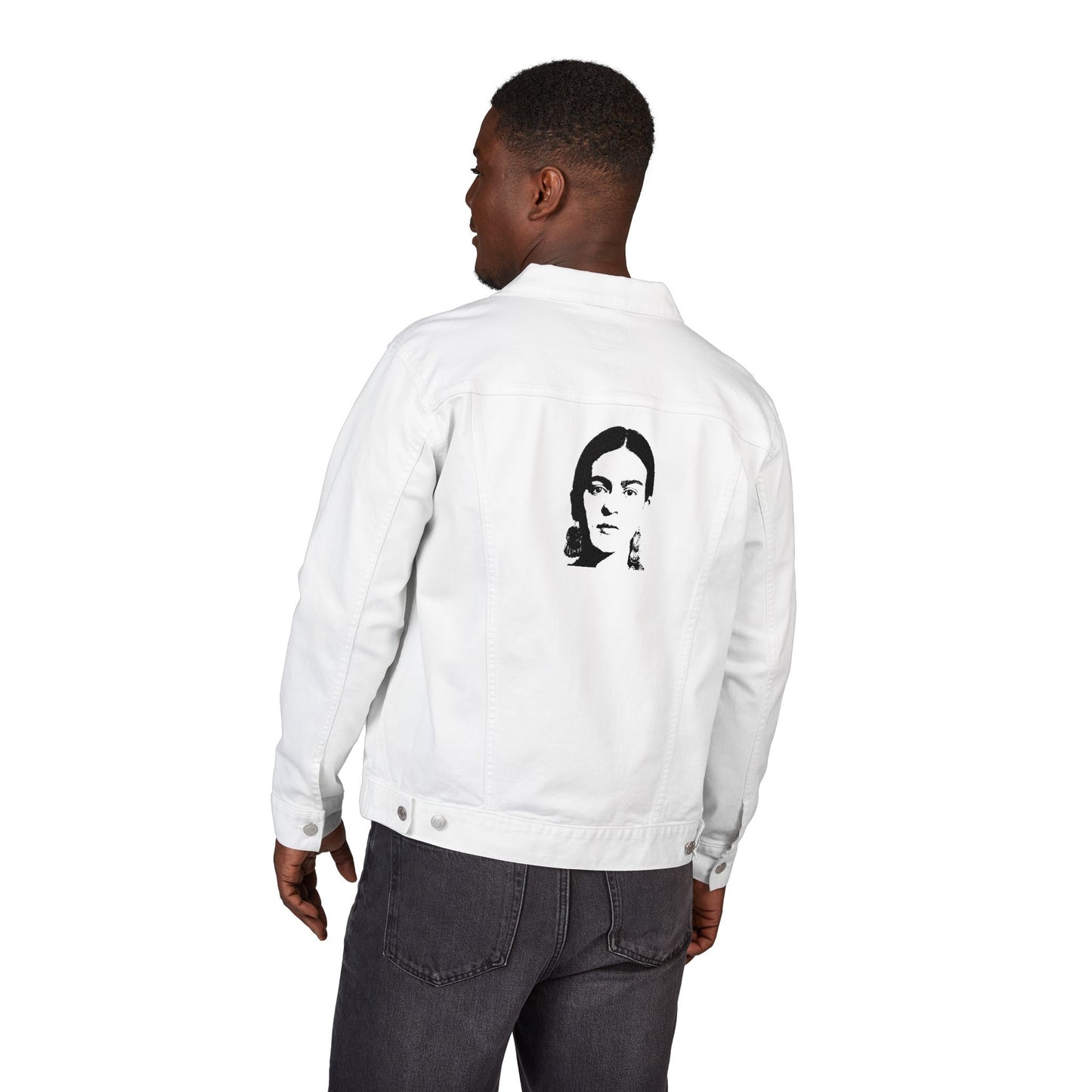 Frida Kahlo Unisex Embroidered Denim Jacket, Trendy Casual Wear, Gift Idea for Fashion Lovers, Customizable Outerwear, Perfect for Everyday Wear