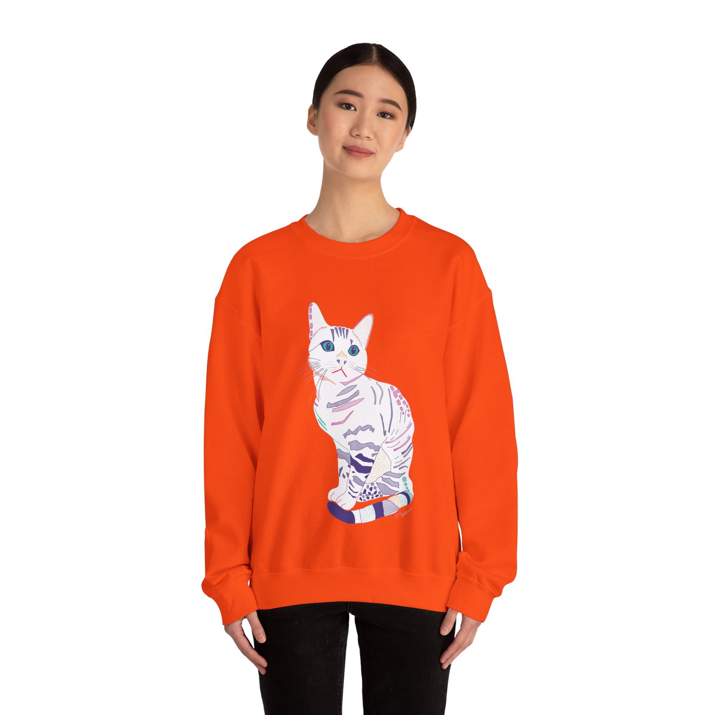 Cat Lover Sweatshirt, Cozy Cat  white Design, Cute Gift for Cat Owners, Unisex Crewneck, Pet Lover Apparel, Perfect for Everyday Comfort