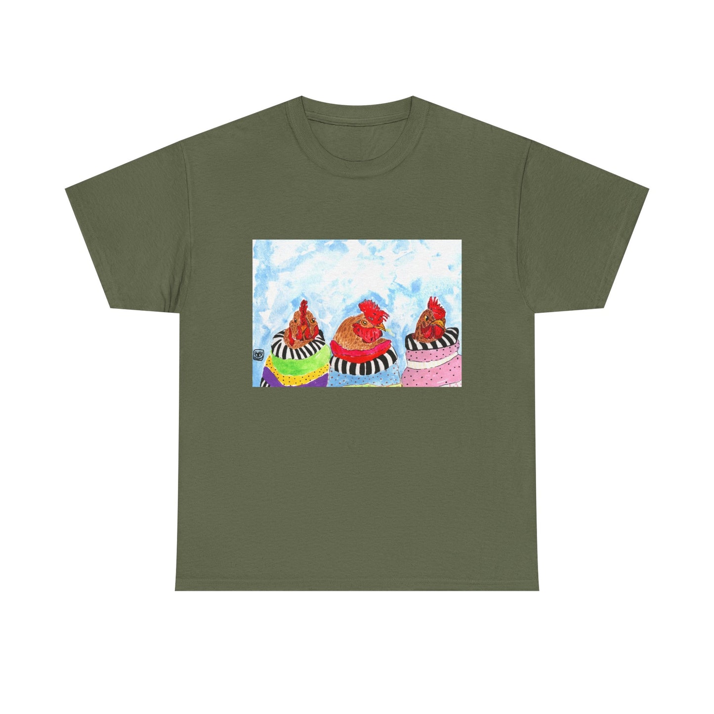 Happy Chickens Unisex Heavy Cotton Tee - Unique Graphic Design for Creative Souls