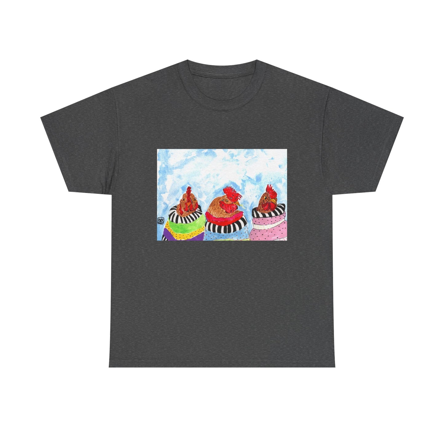 Happy Chickens Unisex Heavy Cotton Tee - Unique Graphic Design for Creative Souls