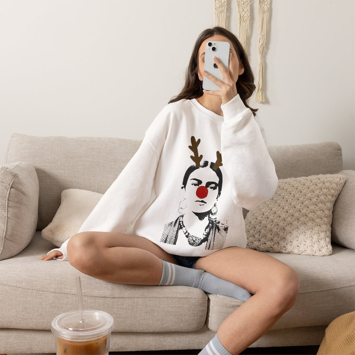 Frida on Christmas Unisex Heavy Blend™ Crewneck Sweatshirt