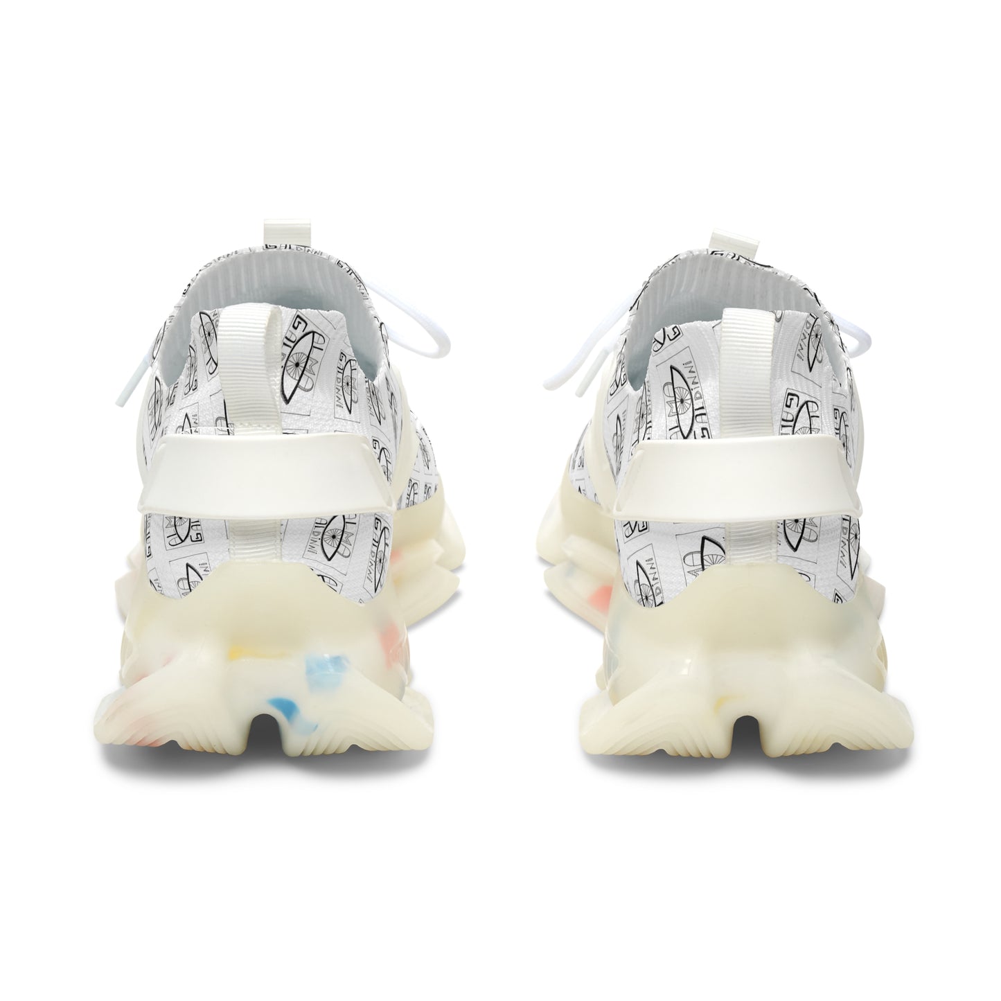 Mesh Sneakers — White Graphic Alma Galdinni logo Pattern Women's Athletic Shoes