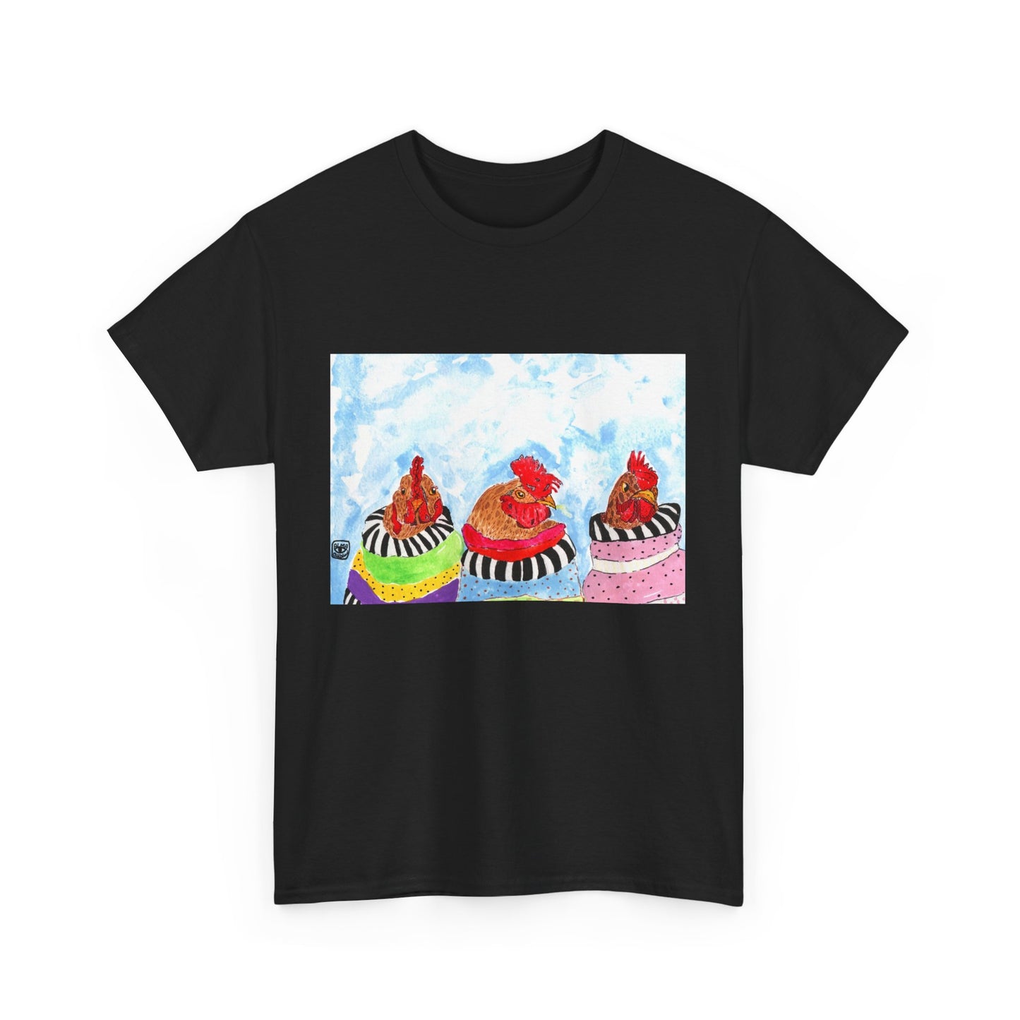Happy Chickens Unisex Heavy Cotton Tee - Unique Graphic Design for Creative Souls