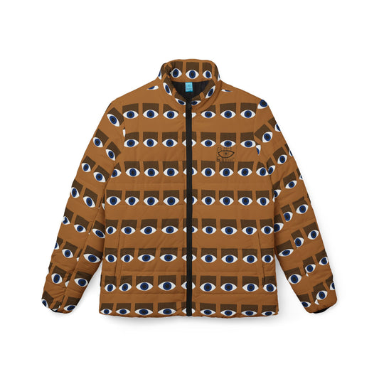 Stylish Women’s Puffer Jacket with Eye Design - Trendy Outerwear for Fashion Enthusiasts