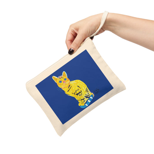 Cat Zipper Pouch - Yellow Cat Design