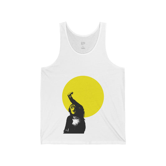 Sunshine Monkey Unisex Jersey Tank - Casual Summer Wear, Animal Lovers Gift, Beach Day Top, Festival Outfit, Unique Graphic Tee