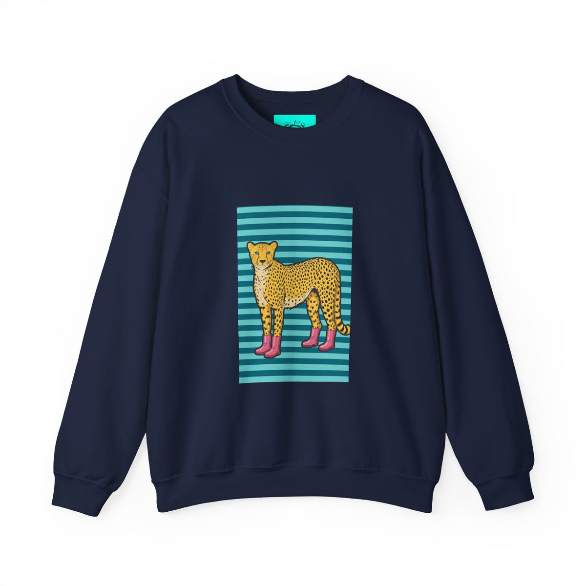 Cheetah in pink boots Unisex Heavy Blend™ Crewneck Sweatshirt