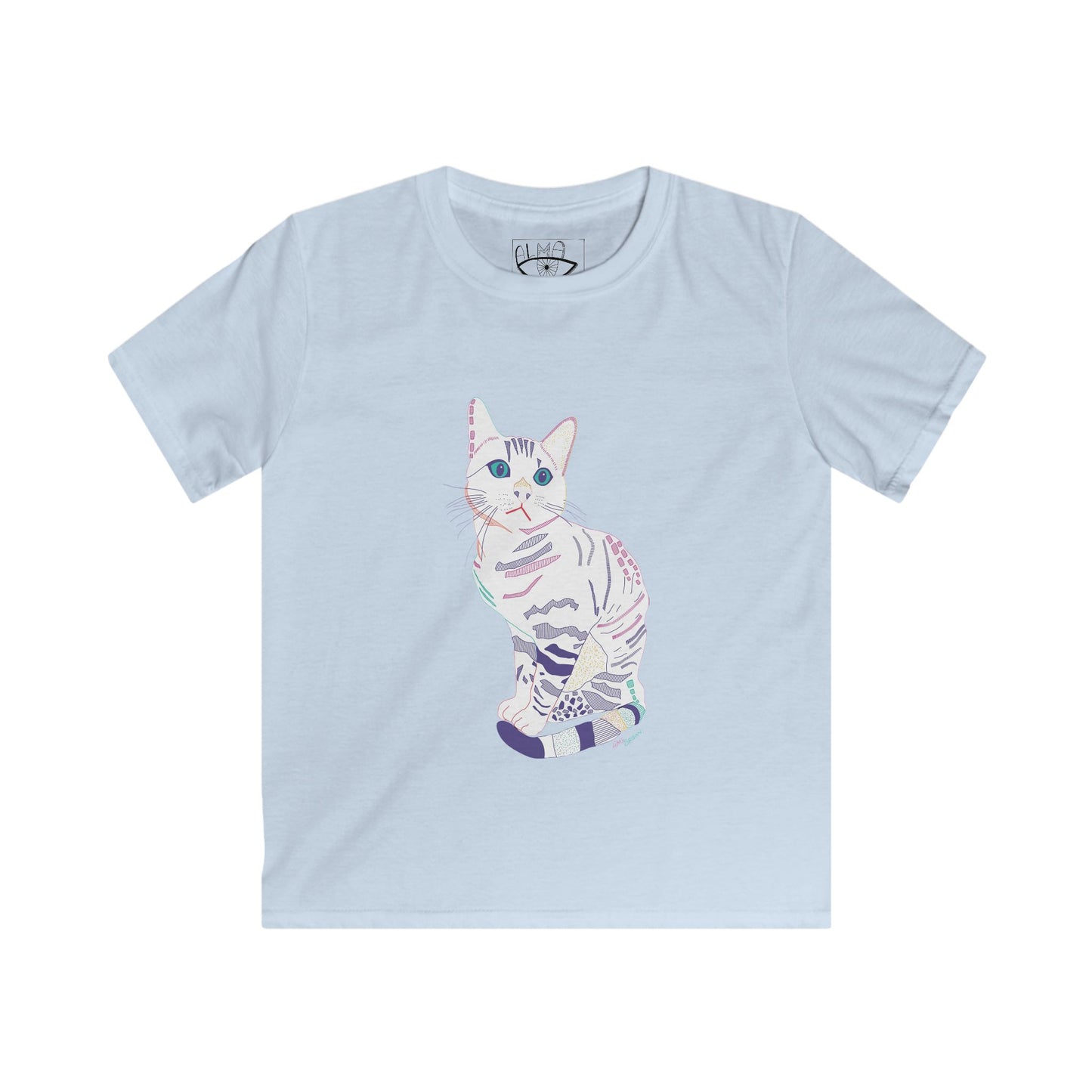 Kids Cat Graphic Tee — Pastel Kitten Illustration T-Shirt for Girls & Boys