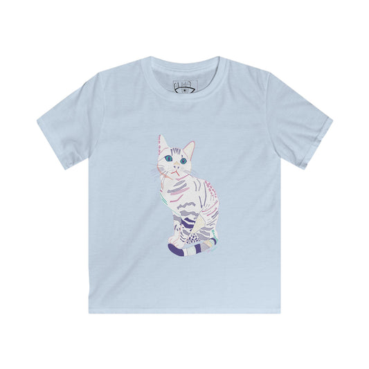 Kids Cat Graphic Tee — Pastel Kitten Illustration T-Shirt for Girls & Boys
