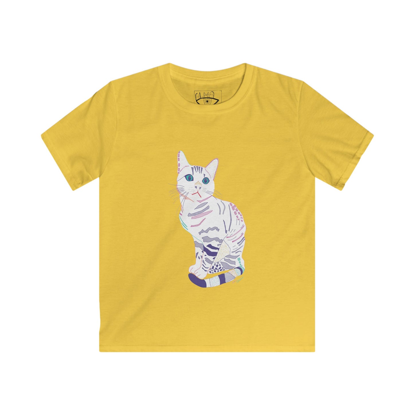 Kids Cat Graphic Tee — Pastel Kitten Illustration T-Shirt for Girls & Boys