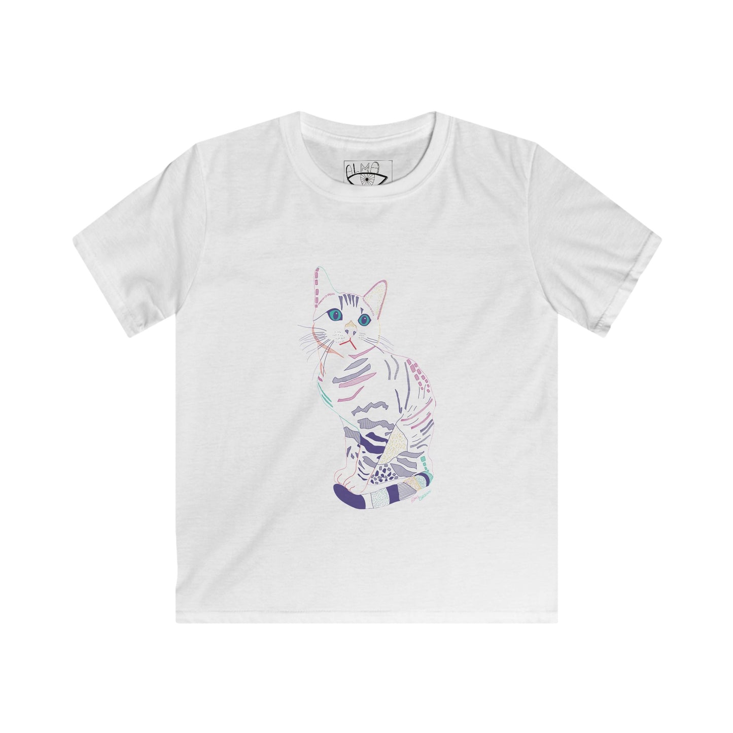 Kids Cat Graphic Tee — Pastel Kitten Illustration T-Shirt for Girls & Boys