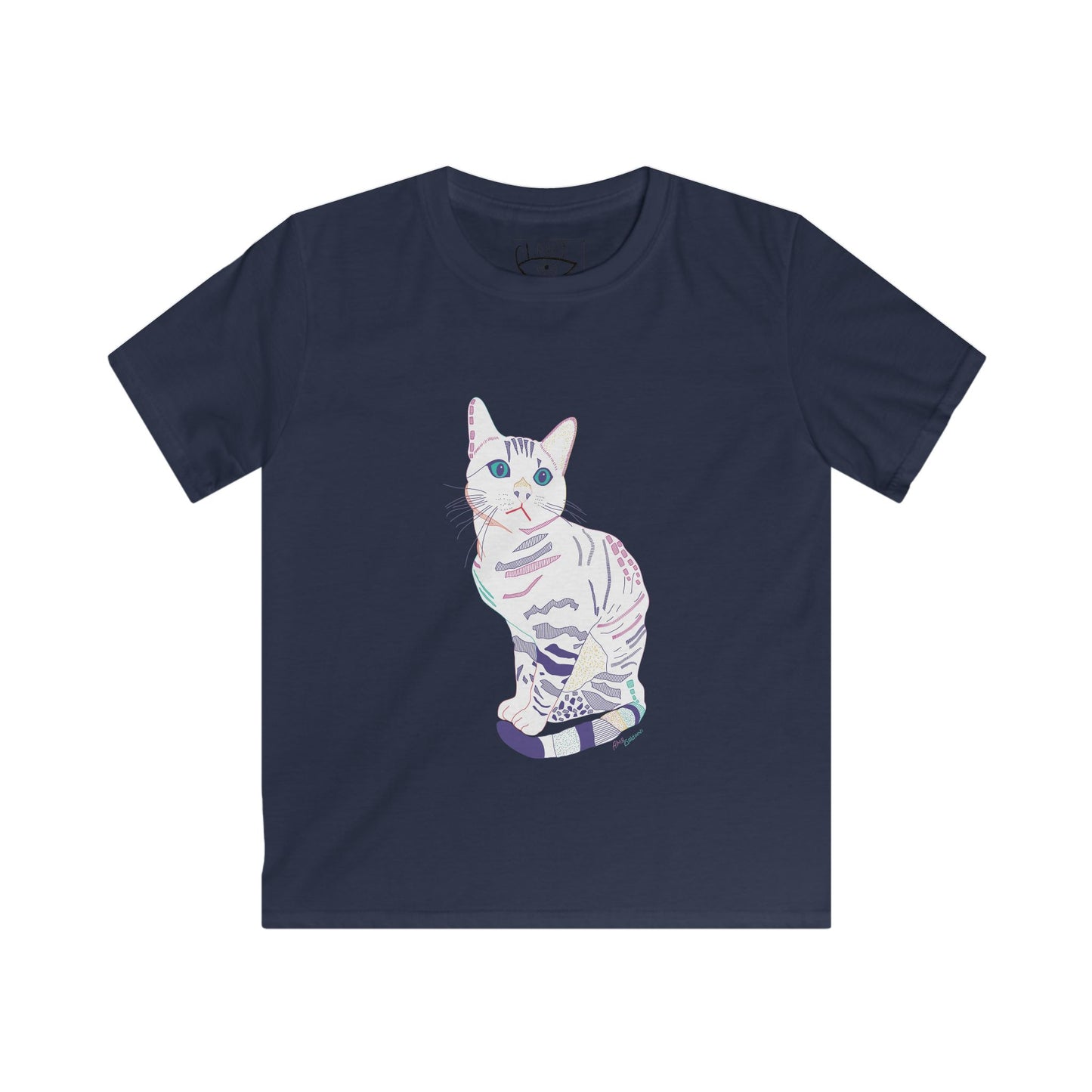 Kids Cat Graphic Tee — Pastel Kitten Illustration T-Shirt for Girls & Boys