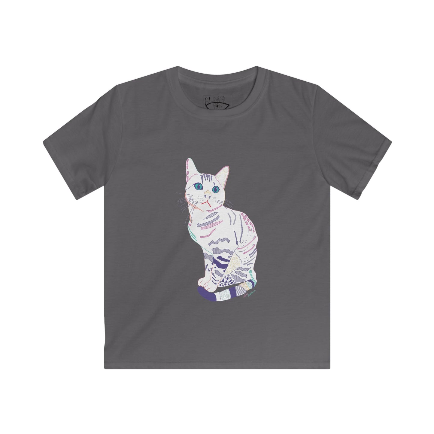 Kids Cat Graphic Tee — Pastel Kitten Illustration T-Shirt for Girls & Boys