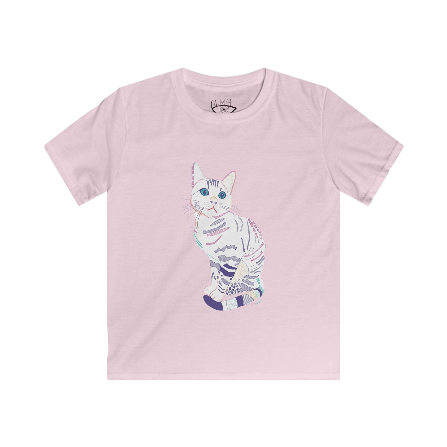 Kids Cat Graphic Tee — Pastel Kitten Illustration T-Shirt for Girls & Boys