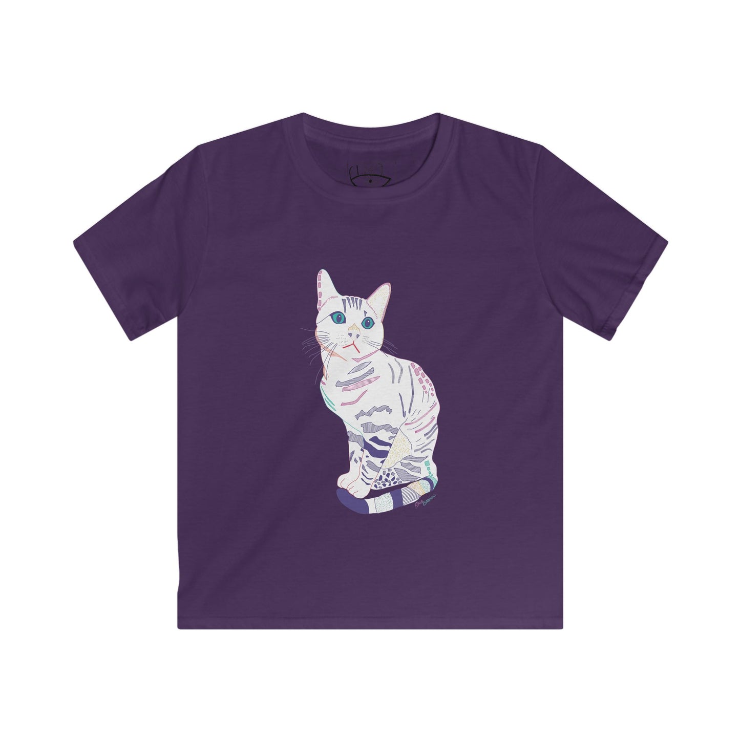 Kids Cat Graphic Tee — Pastel Kitten Illustration T-Shirt for Girls & Boys