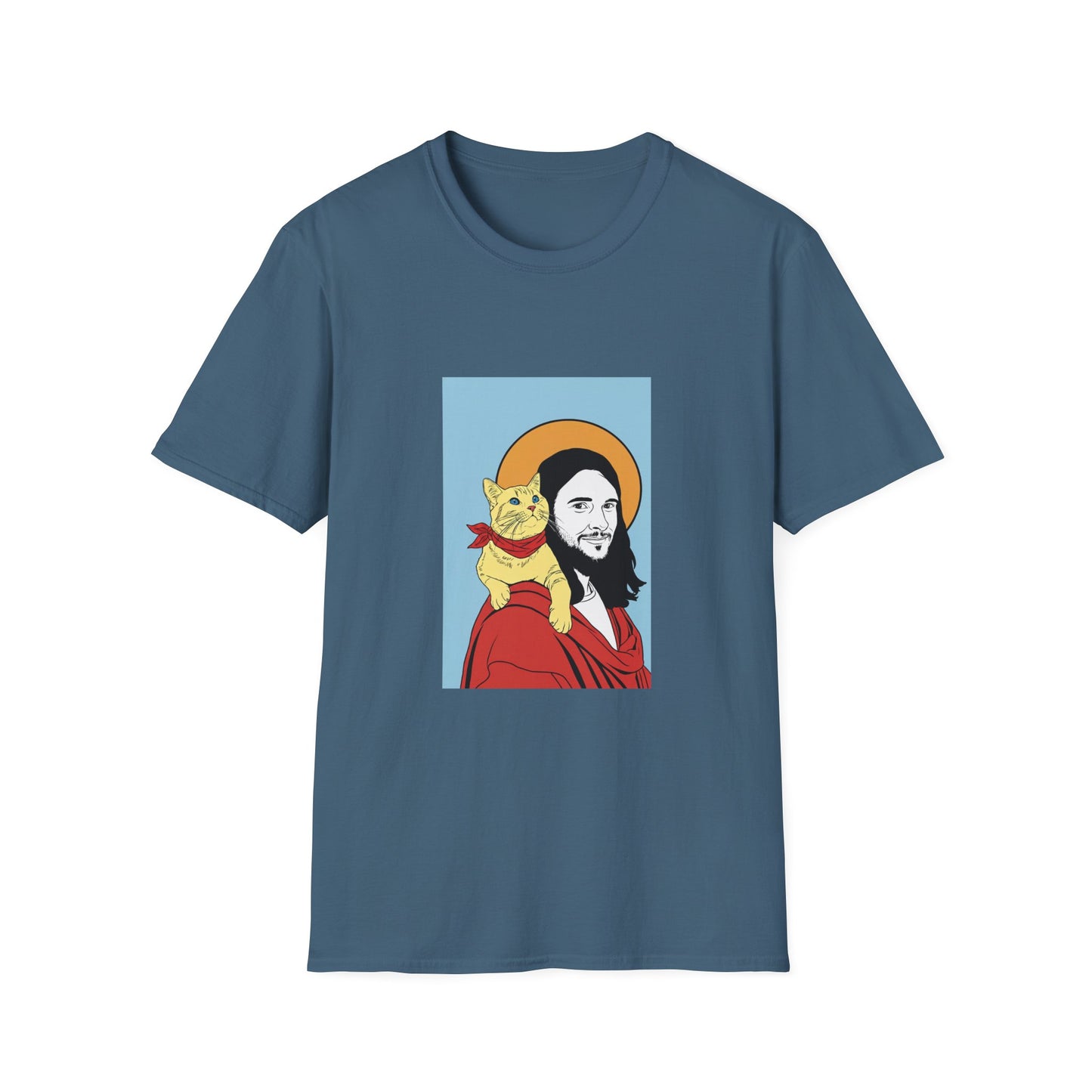 Jesus and his Cat Unisex Softstyle T-Shirt