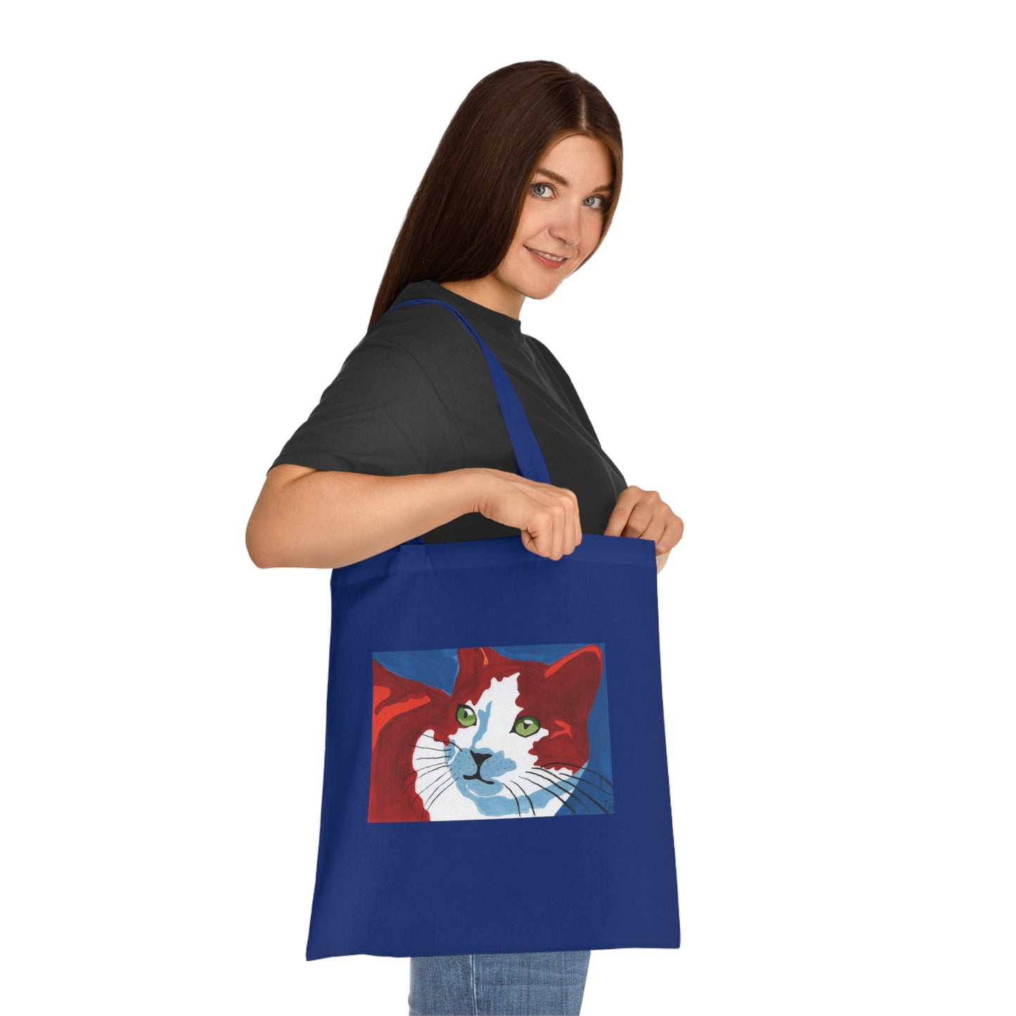 Artistic Cat Cotton Tote Bag - Eco-Friendly Shopper