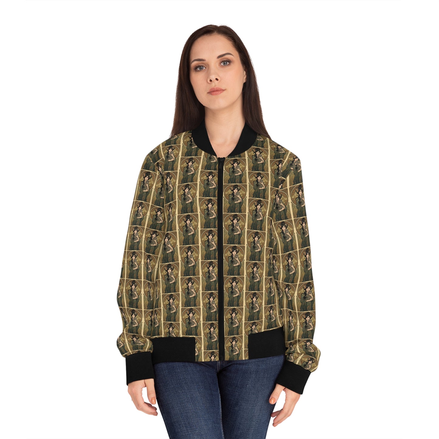 Grey Cat Jacket Women's Bomber Jacket (AOP)