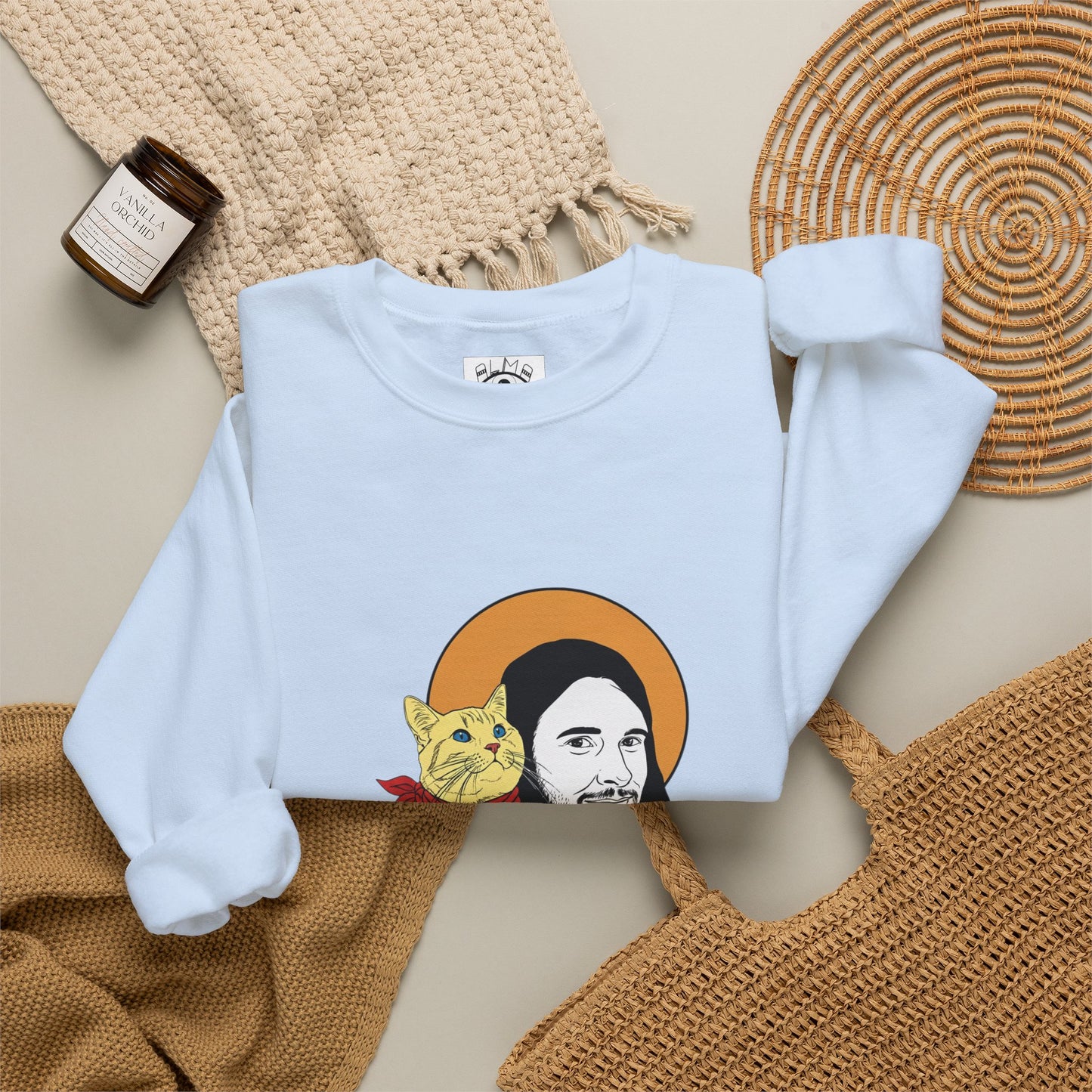 Jesus and cat Unisex Heavy Blend™ Crewneck Sweatshirt