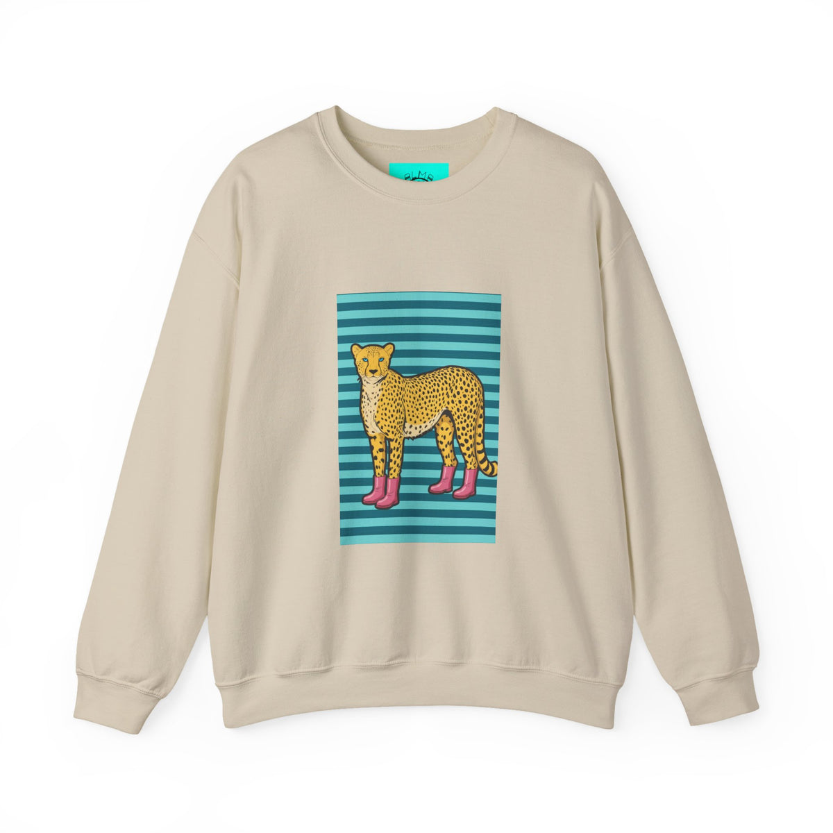 Cheetah in pink boots Unisex Heavy Blend™ Crewneck Sweatshirt