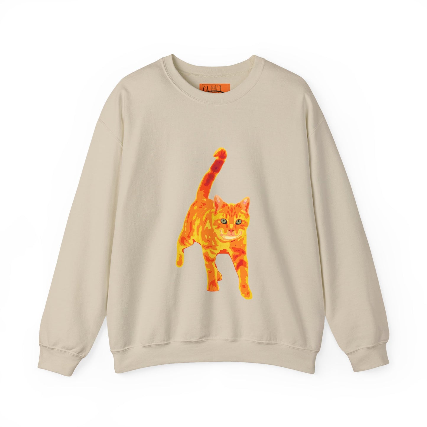 Cat Crewneck Sweatshirt — Orange Tabby Walking Graphic