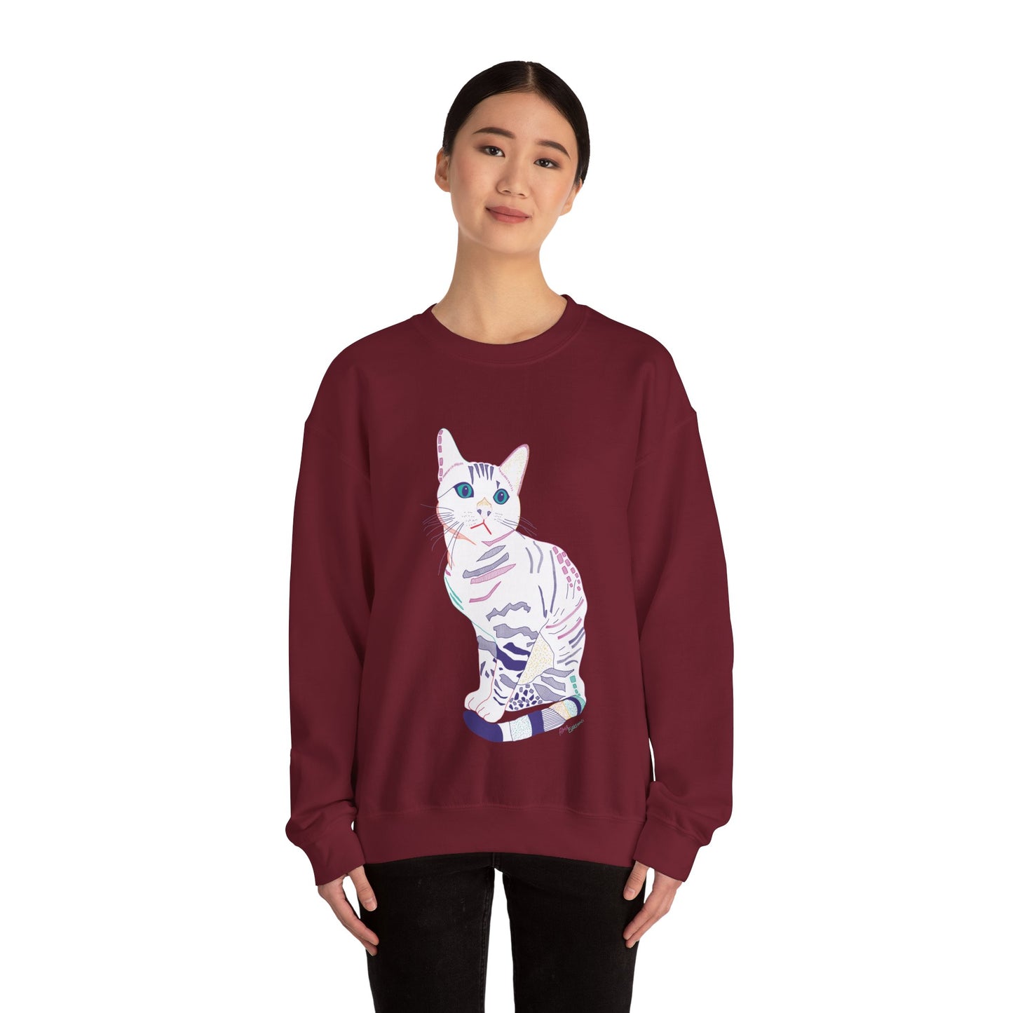 Cat Lover Sweatshirt, Cozy Cat  white Design, Cute Gift for Cat Owners, Unisex Crewneck, Pet Lover Apparel, Perfect for Everyday Comfort
