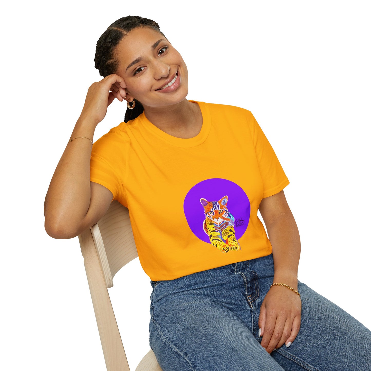 Vibrant Tiger Graphic T-Shirt, Colorful Art Tee for Animal Lovers, Unique Gift for Birthdays and Special Occasions, Unisex Softstyle Tee