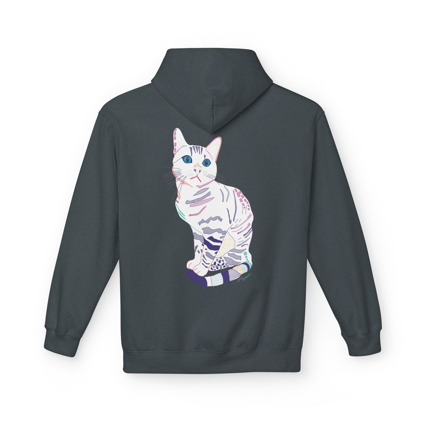 White Cat Hoodie – Pastel Striped Kitten Pullover