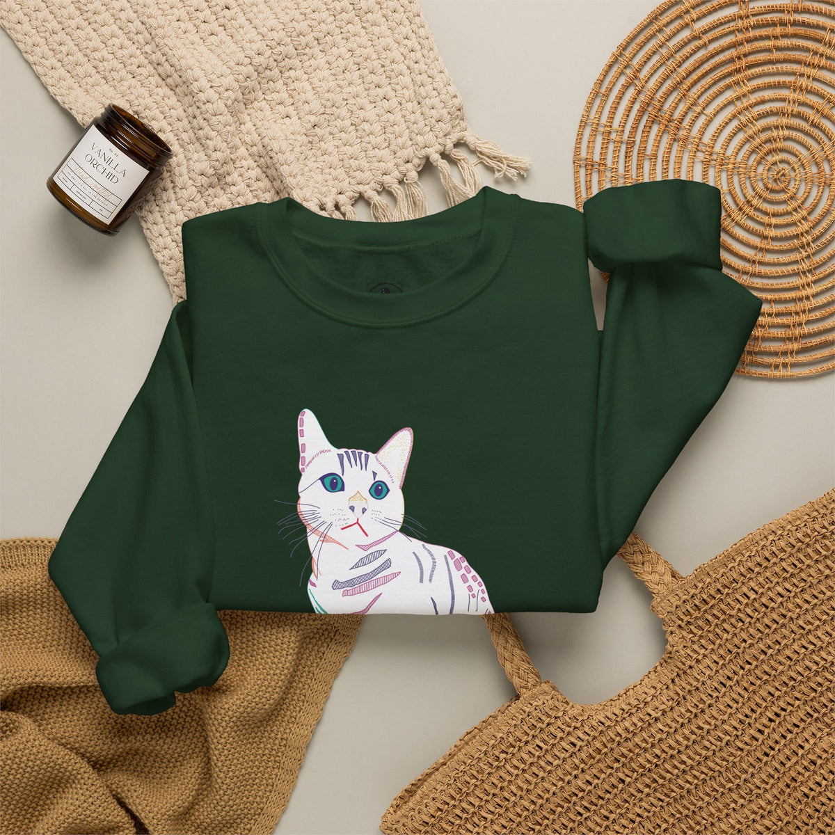 White Cat Unisex Heavy Blend™ Crewneck Sweatshirt